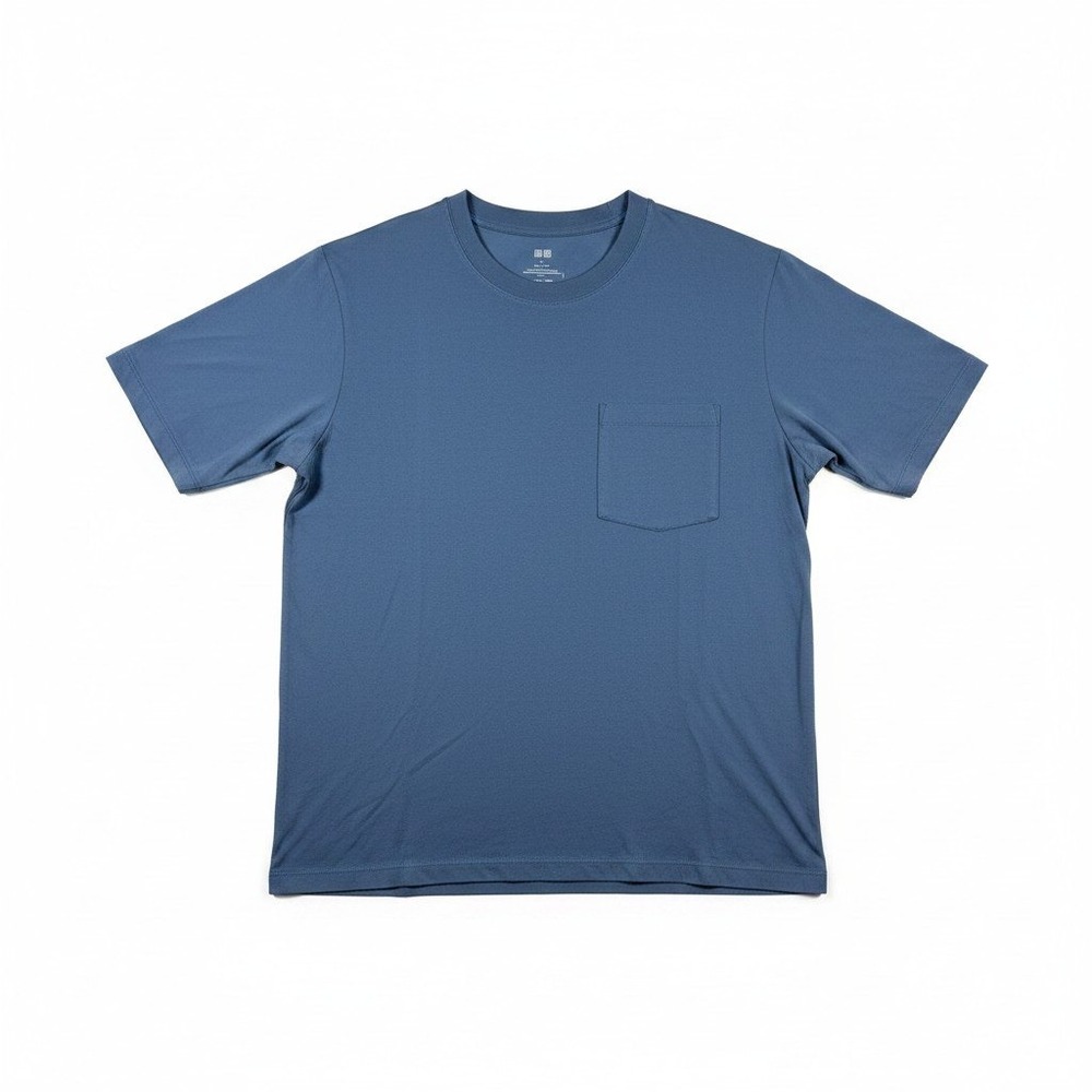 Uniqlo Men XL Blue Short Sleeve Pocket T-Shirt Crew Neck Solid Cotton Tee 0412